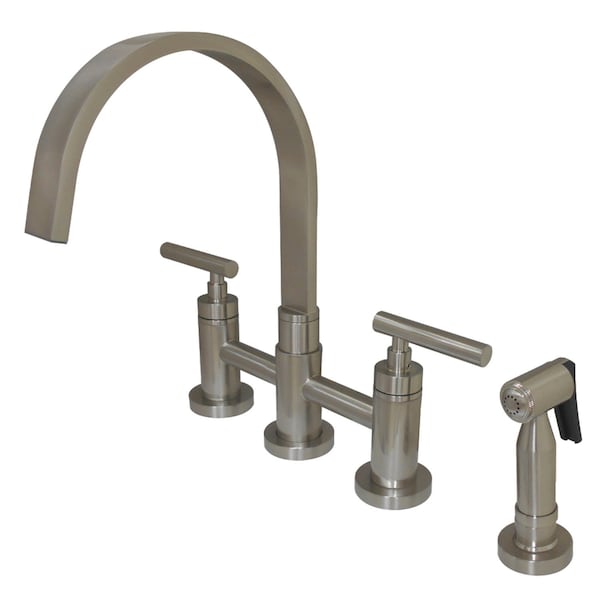 Manhattan 2-Handle Kitchen Faucet W/ Brass Side Sprayer, Nickel